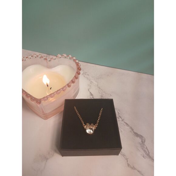 Minnie Park Icon Bow Necklace S925 Silver Rose Gold Plated Cubic Zirconia 19.68" - Picture 5 of 12